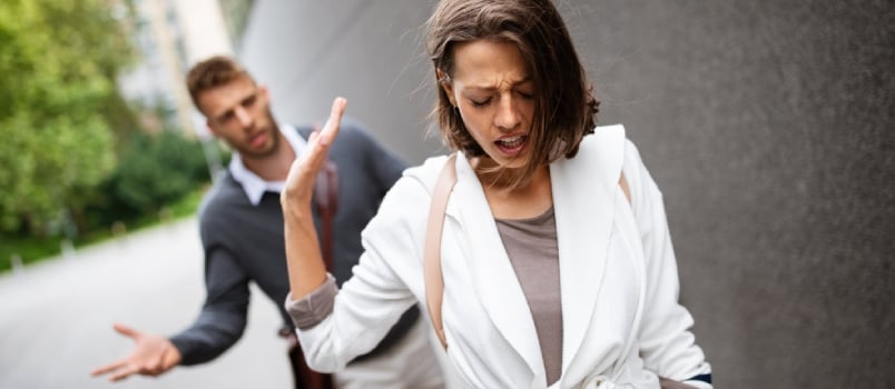 Breakup Of Couple With Man And Sad Girlfriend Outdoor