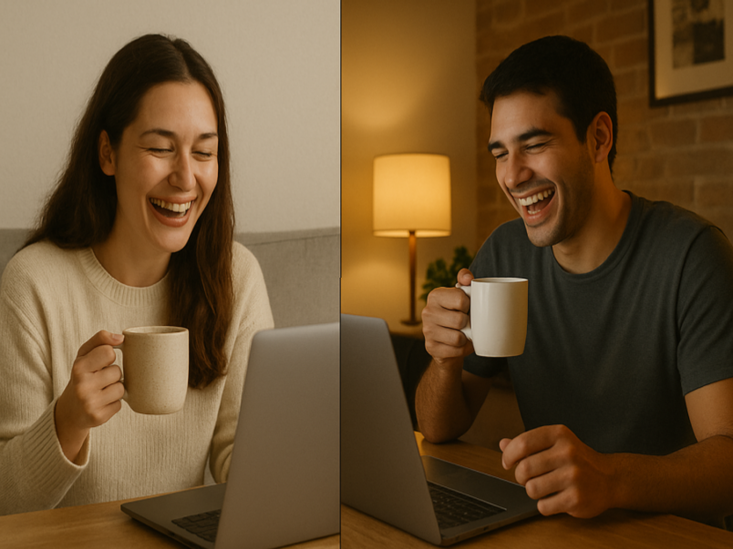 Young couple on a video call