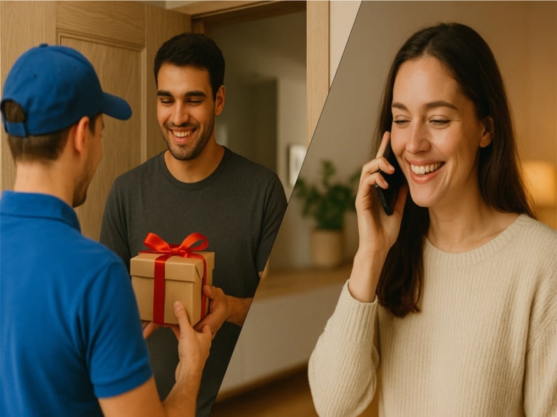 Couple giving gift to each other