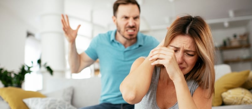 Violence In Family. Husband Yelling At His Wife.