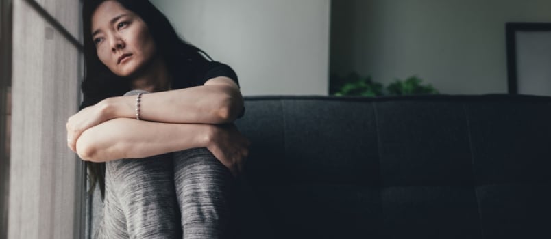 Panic Attacks Young Girl Sad Fear Stressful Depressed Emotional.crying Use Hands Cover Face Begging Help