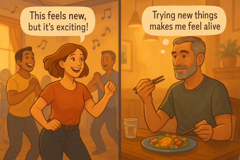 Man and woman learning new things