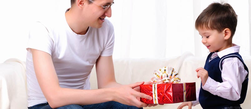 Dad Gives His Son a Gift in Red Box