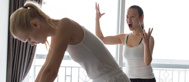 Two Women Having an Angry Argument at Home
