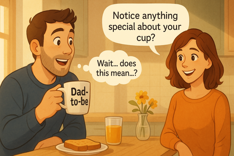 Woman announcing her pregnancy in a unique way