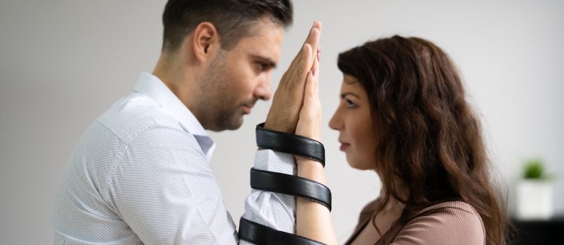 Codependent Relationship Couple. Woman and Man Codependency