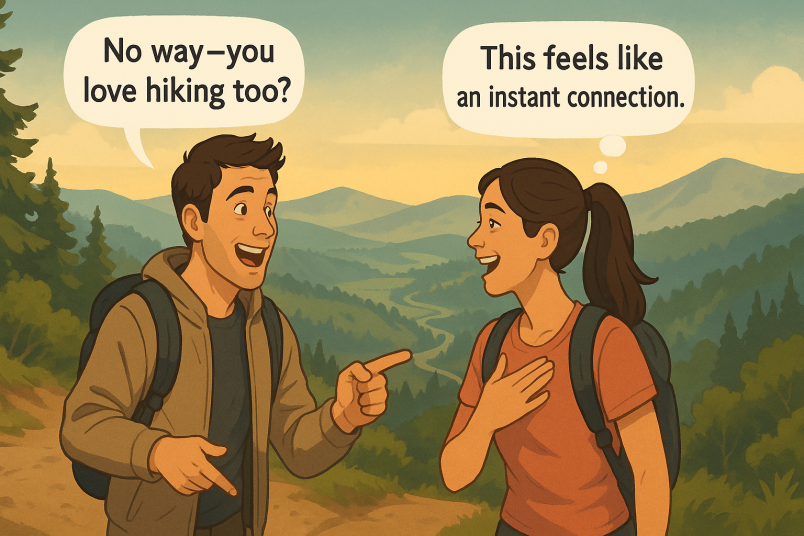 Man and woman hiking