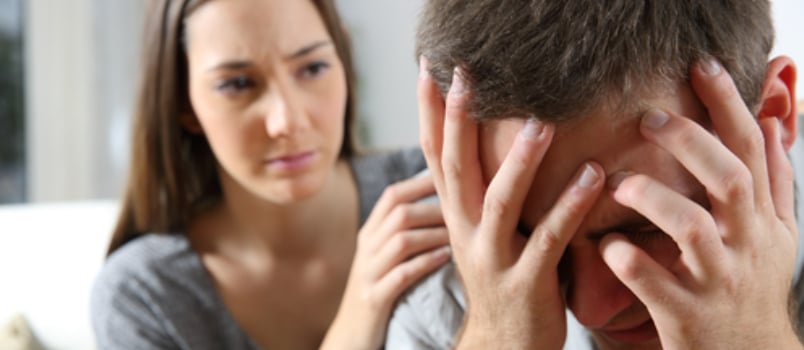 Sad Man Cover His Face