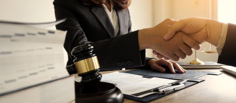 Lawyer Business Women Shaking Hands With Clients, After Finishing Up a Consulting for Insurance Rent House