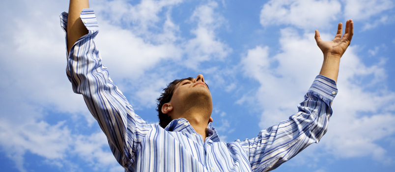 guy looking up to the sky