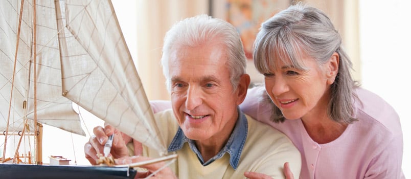 Oldage Men and Women Making Hand Made Ship At Home