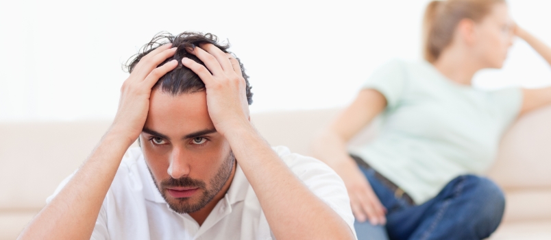 Angry Couple Mad at Each Other in Their Living Room