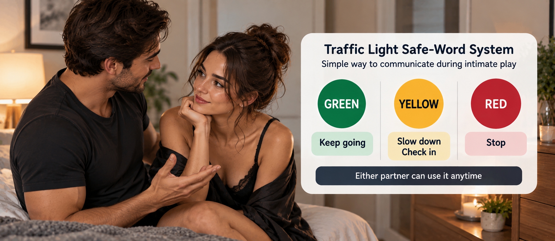 Traffic light safe-word system for consensual intimacy