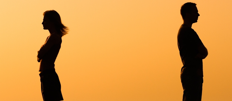 Silhouette of a Angry Woman and Man on Each Other.relationship Difficulties