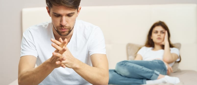Man and Woman in Bedroom Dormancy Quarrel Conflict Depression