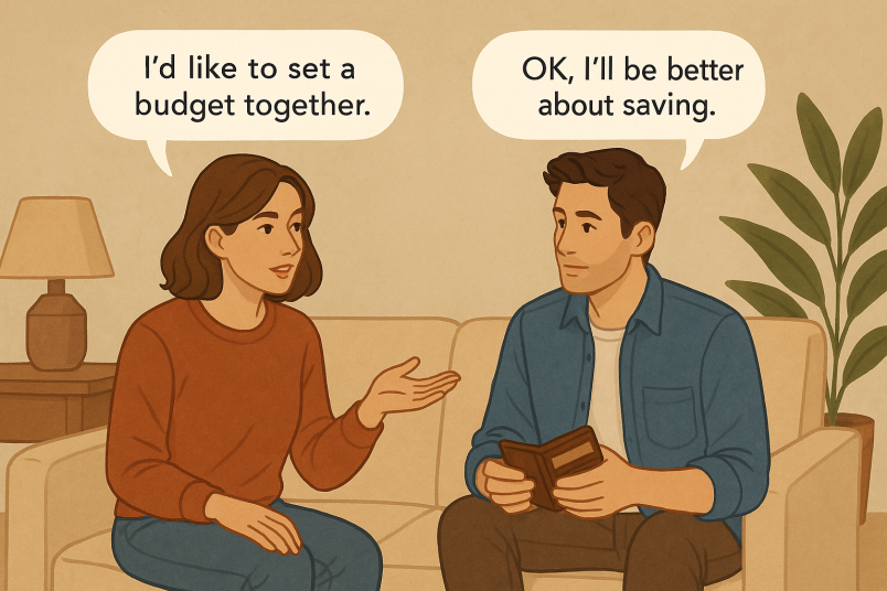 Couple discussing finance