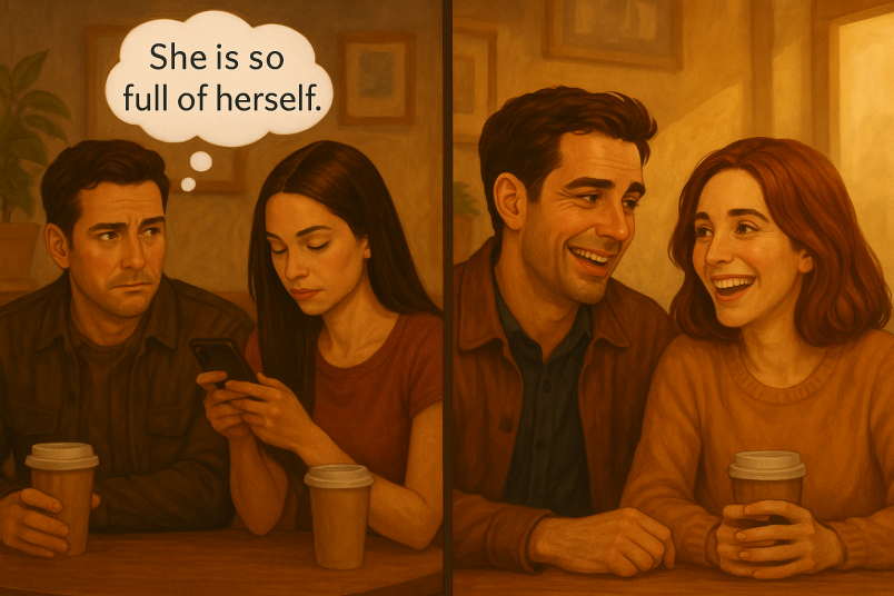 Couple paying attention