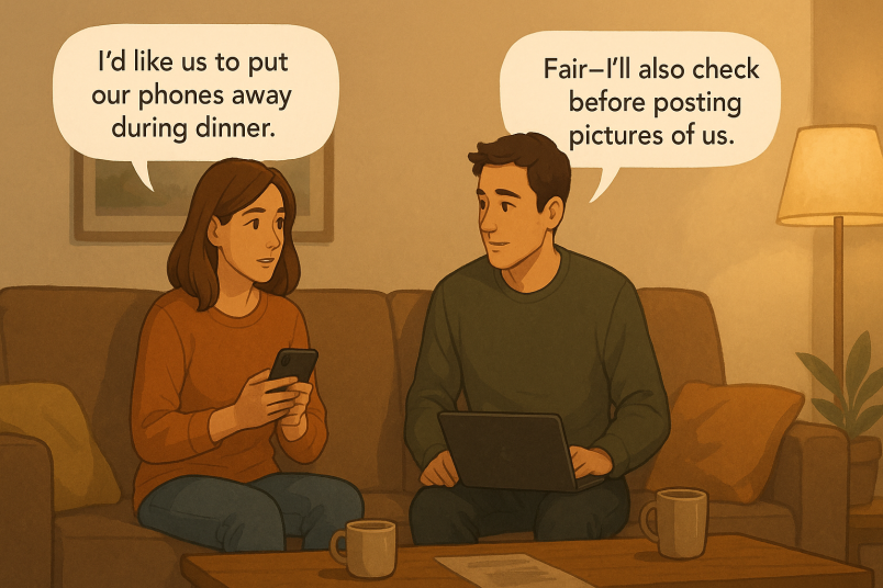 Couple setting digital boundaries