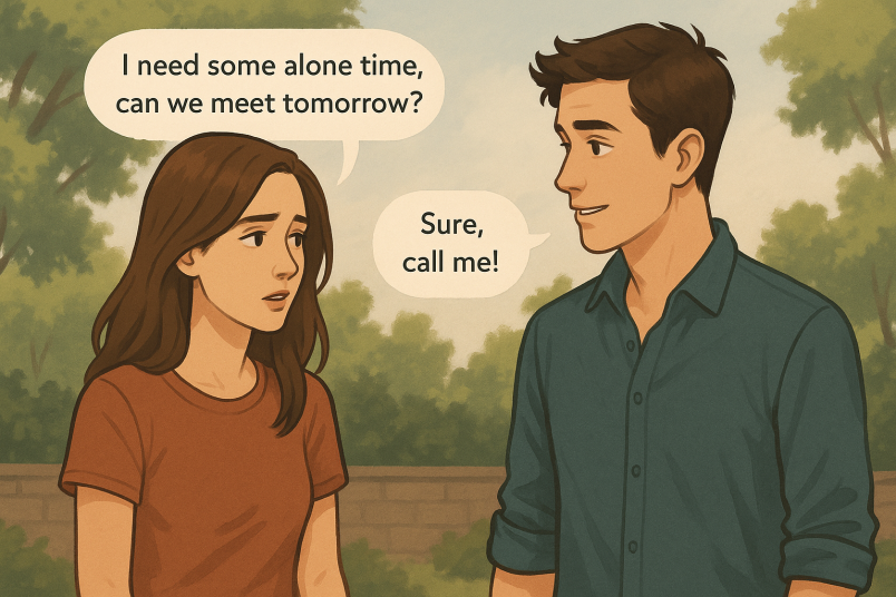 Woman setting personal boundary