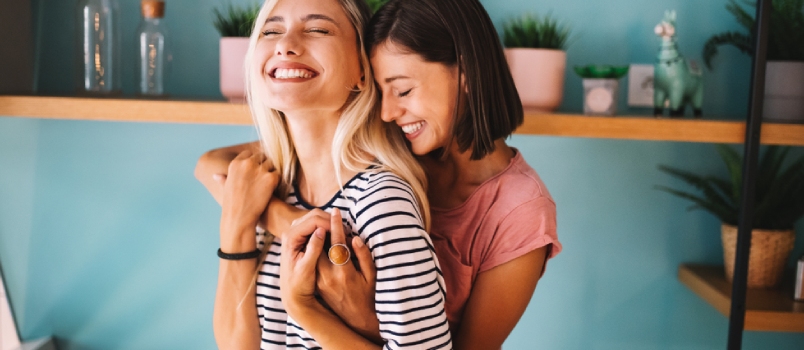 Lgbt Lesbian Couple Love Moments Happiness Concept