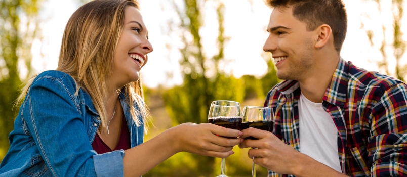 Shot of a Beautiful Couple on a Picnic and Making a Toast
