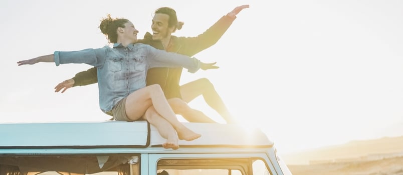 Young People Having Fun on Summer Vacation Traveling Around the World