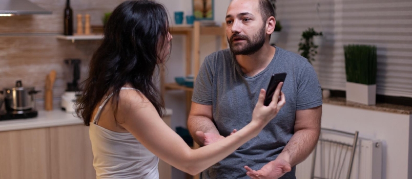Angry Wife and Husband in Conflict Because of Cheating