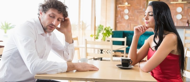 Couple Upset With Each Other in Restaurant