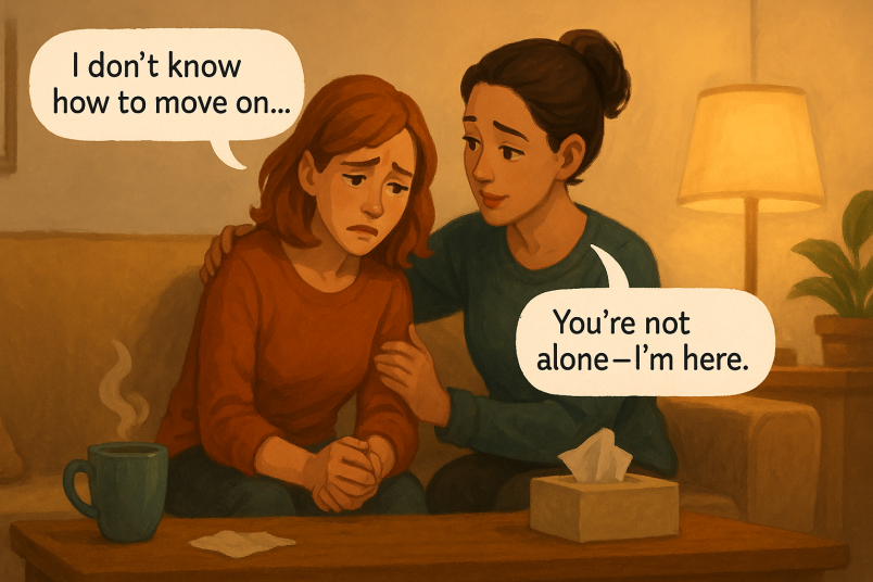 Couple confiding in a friend