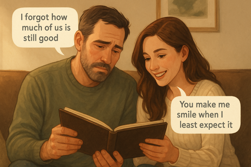 Couple remembering good times