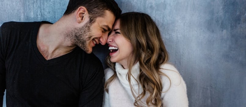 Young couple in love have fun i on new years eve or st valentines day