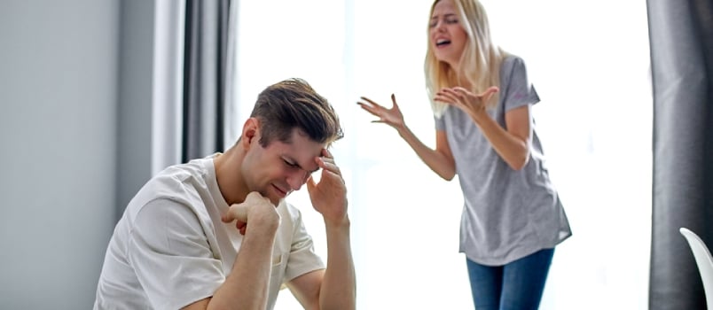 Women Shouting at Men at Bedroom, Men Is Sitting on Bed While Lady Is Standing With Window