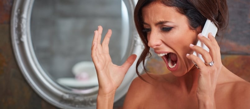 screaming lady talking over phone