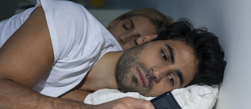 Man Texting Late Night