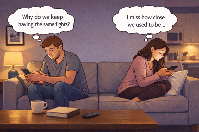 Couple disconnected from each other