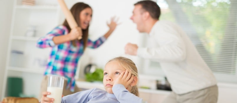 Couple having conflict in front of children