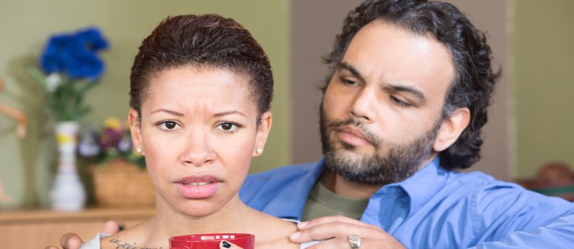 Concerned husband and wife