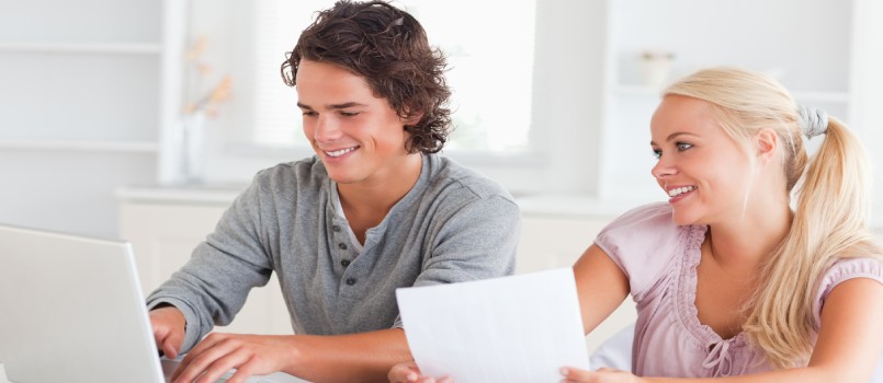 Happy couple accounting