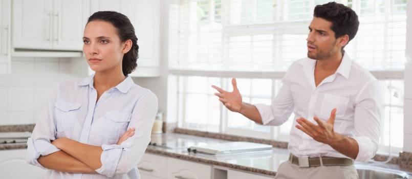 Attractive couple fighting with each other