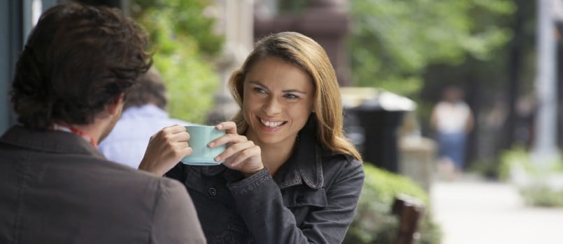 Young couple having coffee