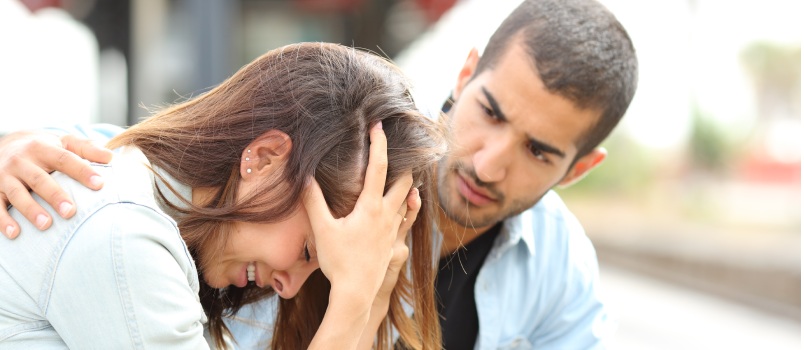 Man Comforting His Girlfriend About Sexually Assaulted