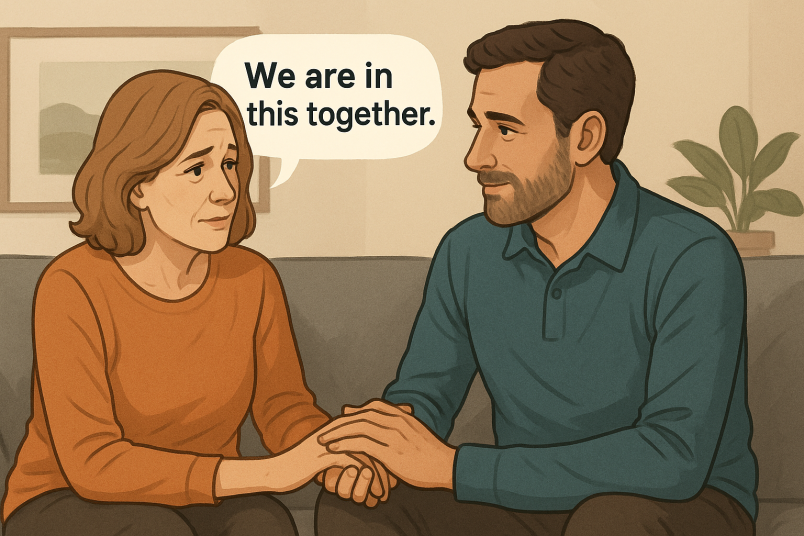 Couple dealing with situation together