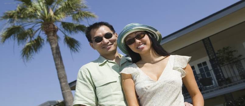 Couple enjoying outside