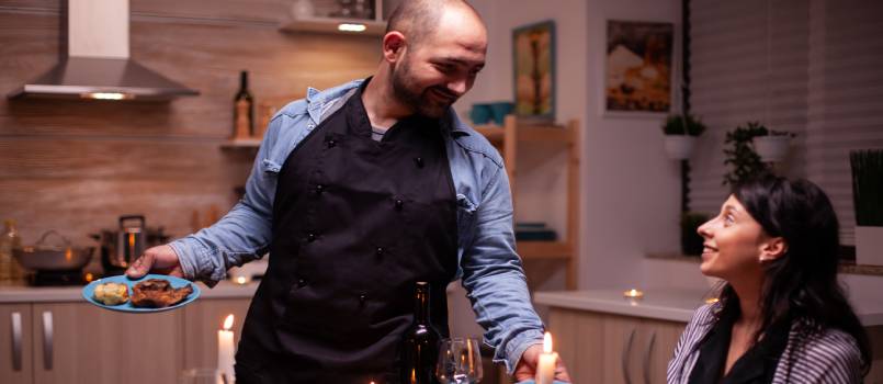 Wife smiling at husband