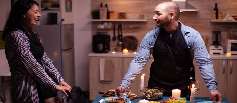 Surprising wife with dinner