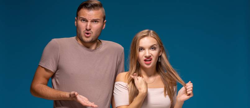 Confused man and women