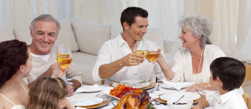 Family having drink together