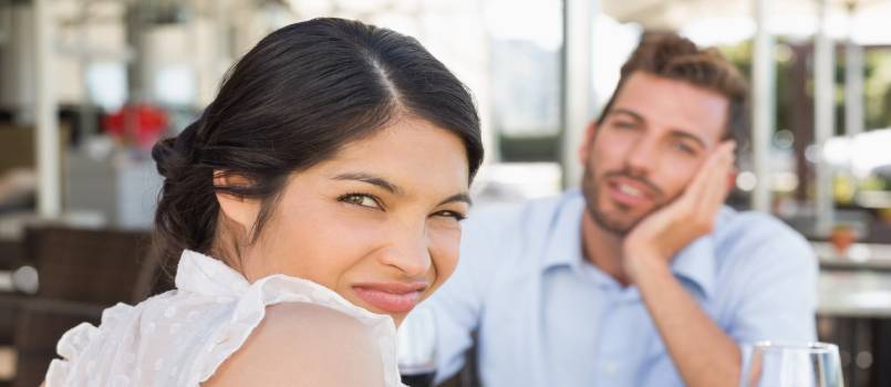 Bored couple on a date