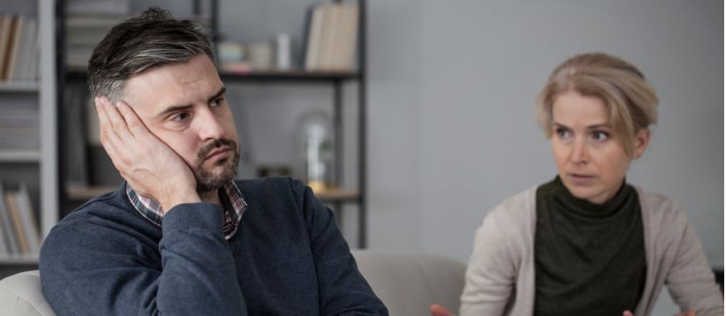 Upset man refusing listening