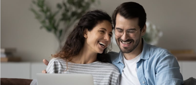 Couple enjoying home dating